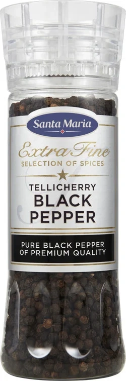 Sort Pepper Tellicherry Kvern 210g Santa Maria