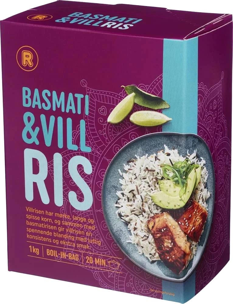 Basmati- og villris 8x125g, Boil-in-bag, 1 kg