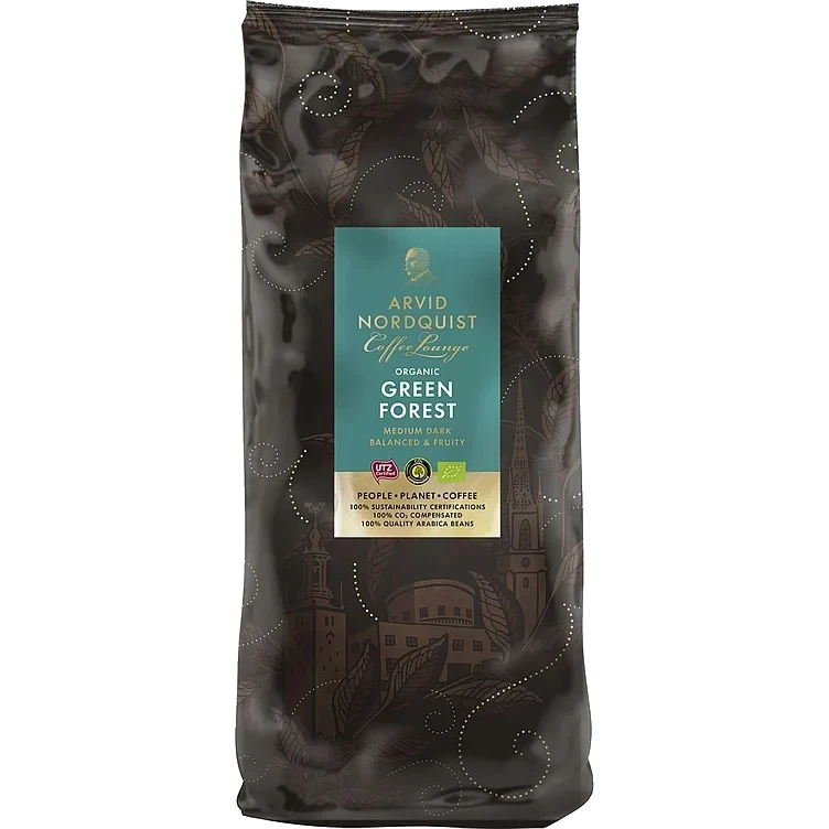 Kaffe green forest hele bønner økol.   1kg