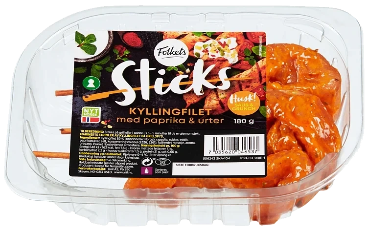 Kylling Sticks Paprika&Urter 180g Folkets