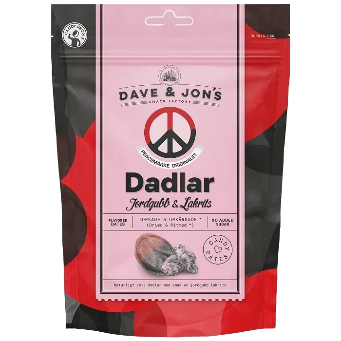 Dave&Jon's Dadler Peacemärke Lakris&Jordbær 125g