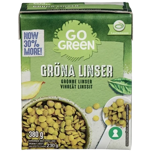 Go Green Grønn Linser Økologisk 380g