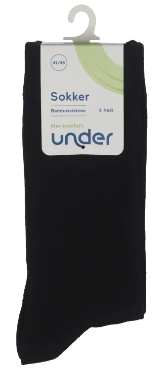 Sokker Bambus Sort 41/46 3pk Under