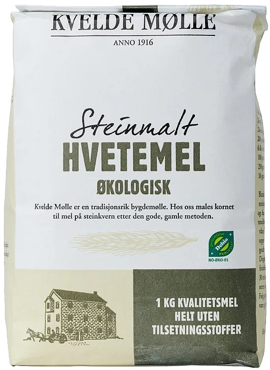 Hvetemel Steinmalt Økologisk 1kg Kvelde Mølle