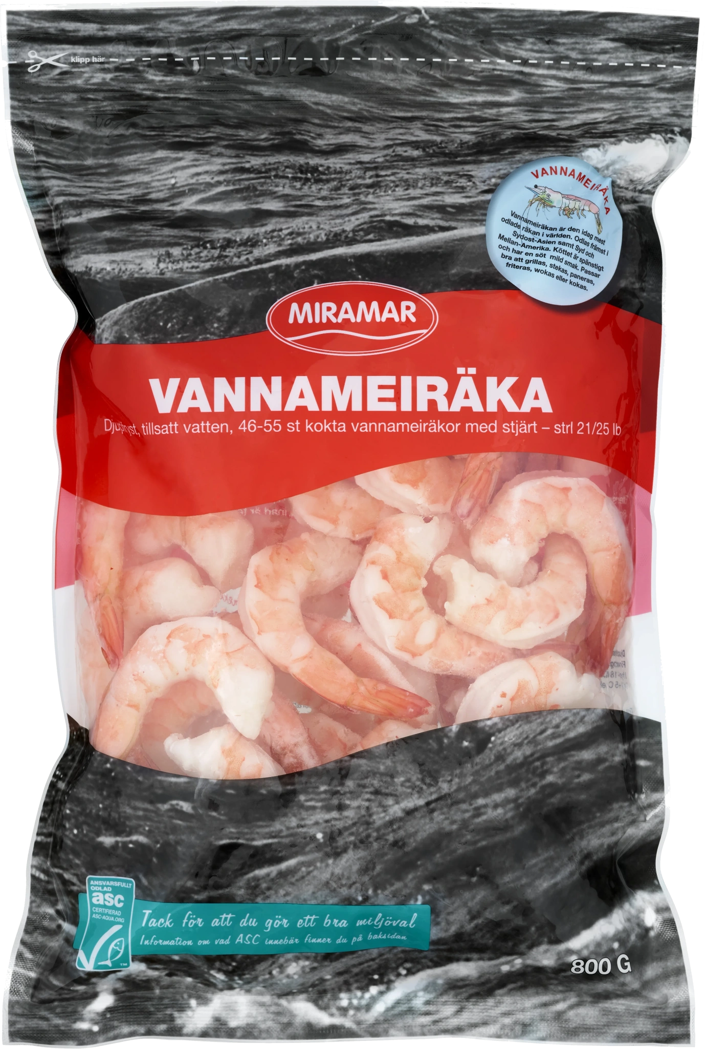 Vannameiräka kokt med stjärt 21-25 - ASC
