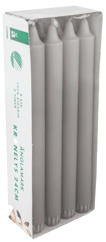 Änglamark Kronelys Stearin Grå 24cm 8pk