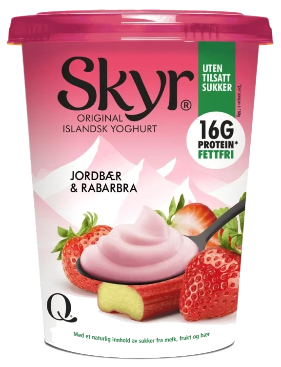 Q skyr jordbær & rabarbra  450g