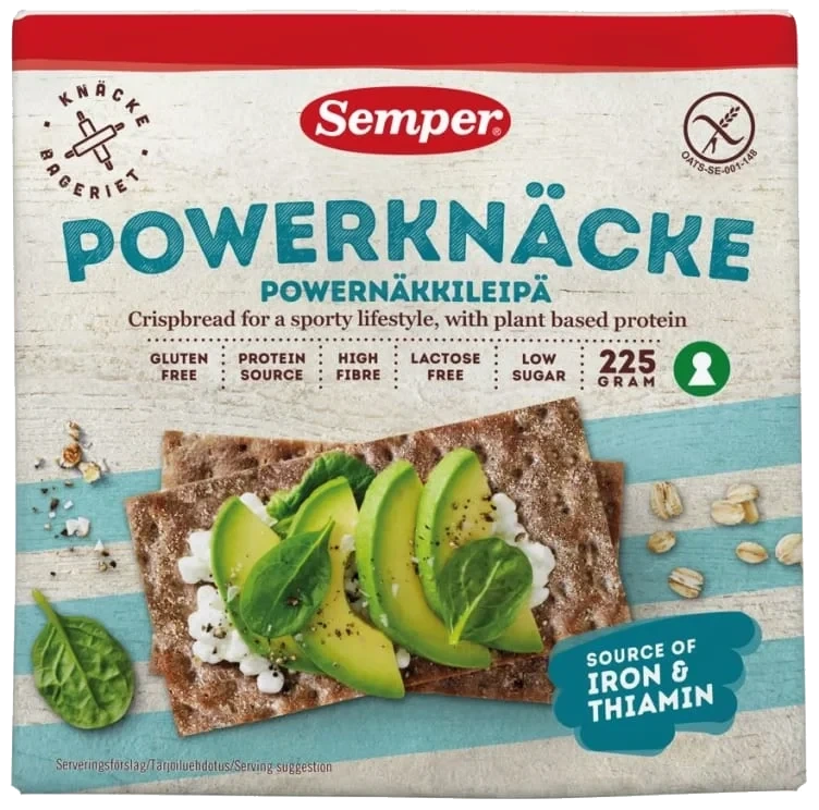 Powerknekkebrød Gl.Fri 225g Semper