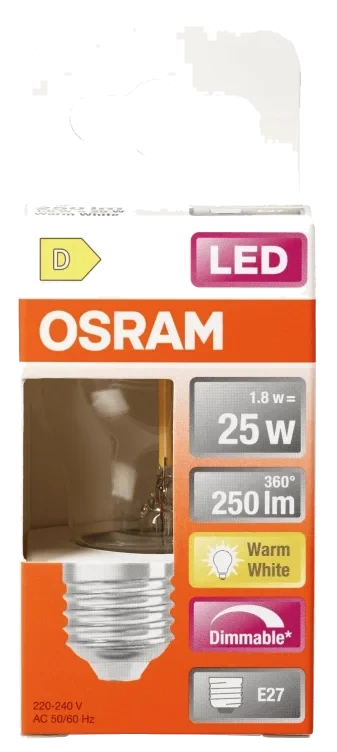 Lyspære Led Cl P 25 Klar Dim 827 E27 Osram