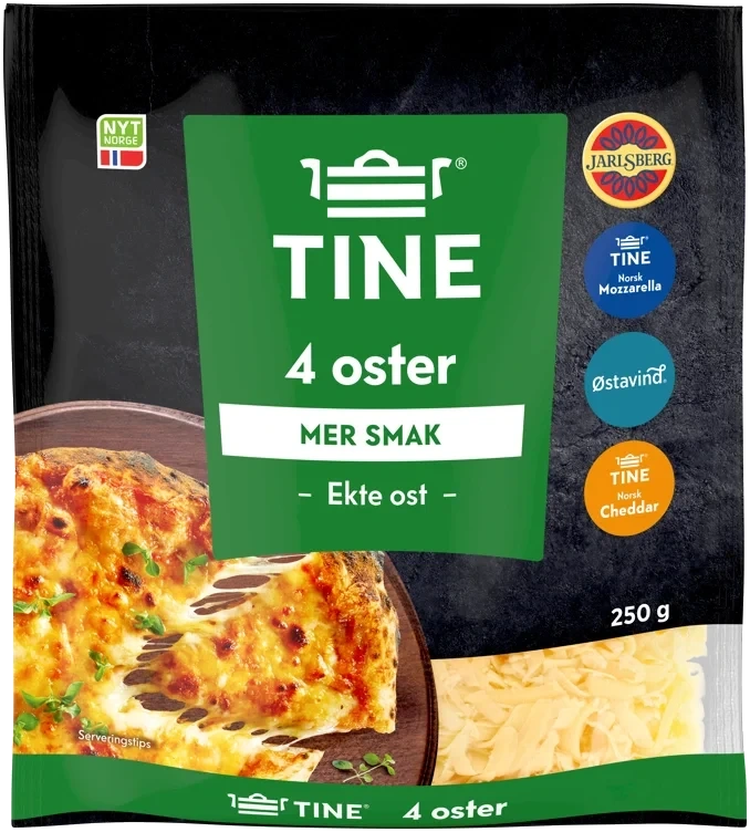Ekte revet ost 4 oster  250g