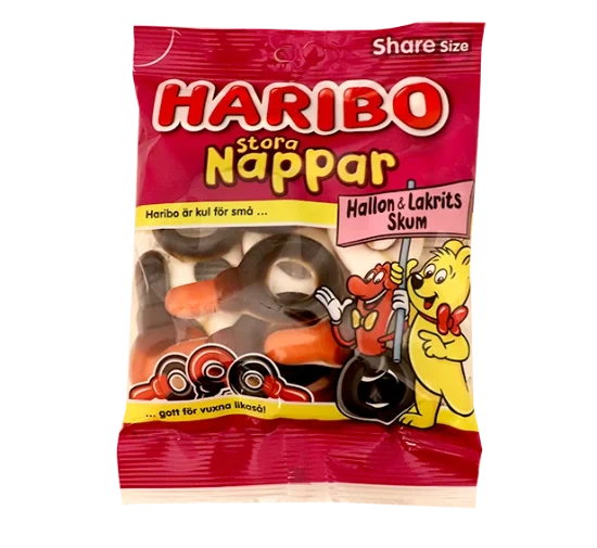 Nappar Bringebær & Lakris 170g