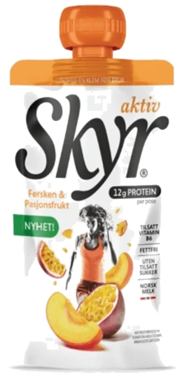 Skyr aktiv fersken & pasjon pose  125g