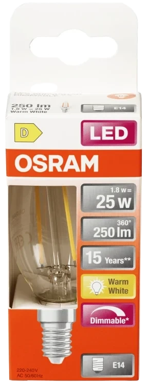 Lyspære Led Cl B 25 Klar Dim 827 E14 Osram