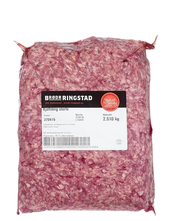 Kjøttdeig uten salt&vann ca 4x2,5kg kg