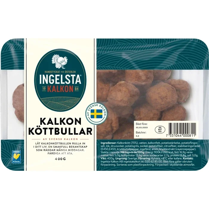 Köttbullar Kalkon Stekta 400g Ingelsta
