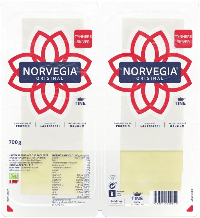 Norvegia Tynnere Skive 700g Tine