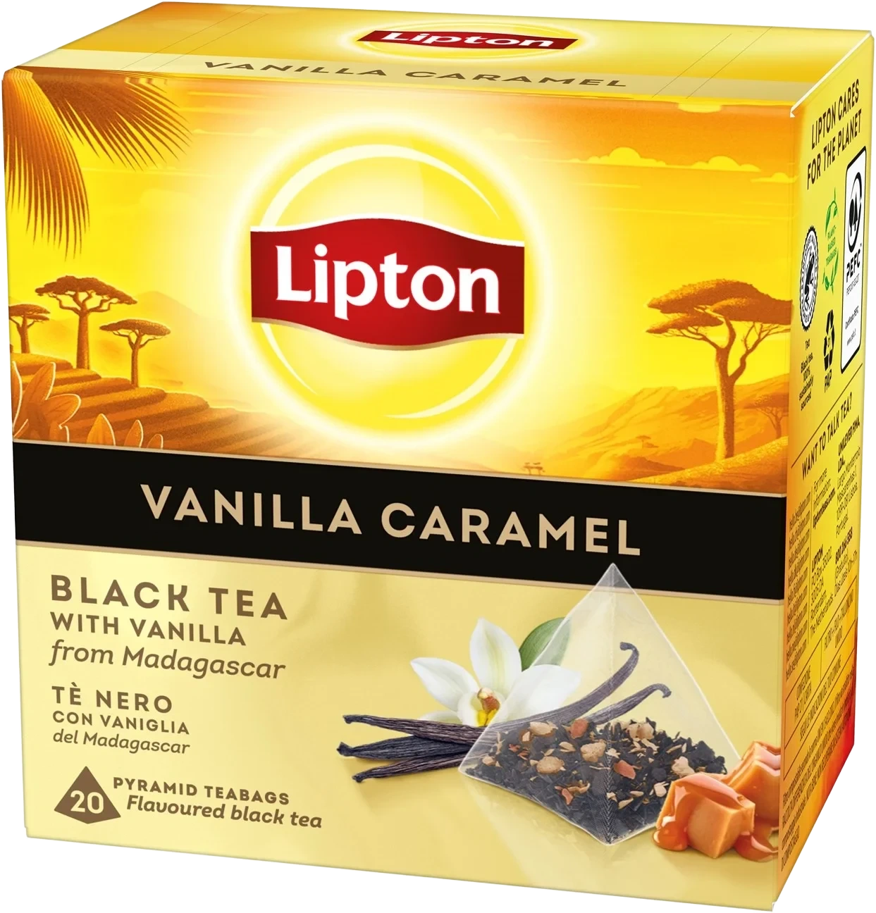 Svart Pyramidte Vanilla Caramel