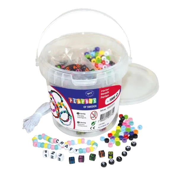 Bokstav Og Kongo Perler I Bøtte 1000 Stk