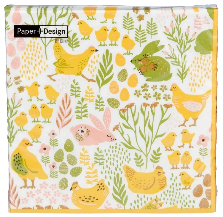Serviett bunnies & chicks 3l 33cm  20stk