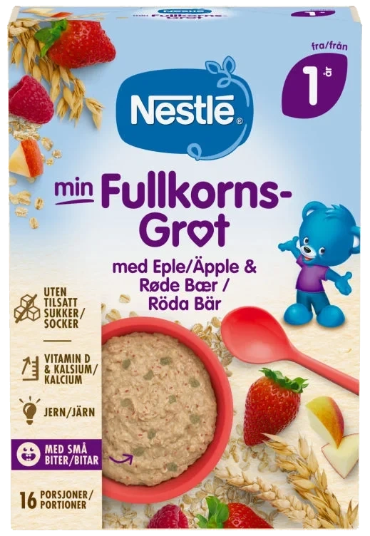 Min Fullkornsgrøt Eple Røde Bær 1år 410g