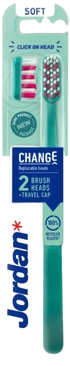 Jordan Tannbørste Change Soft W/2 Heads&Cap