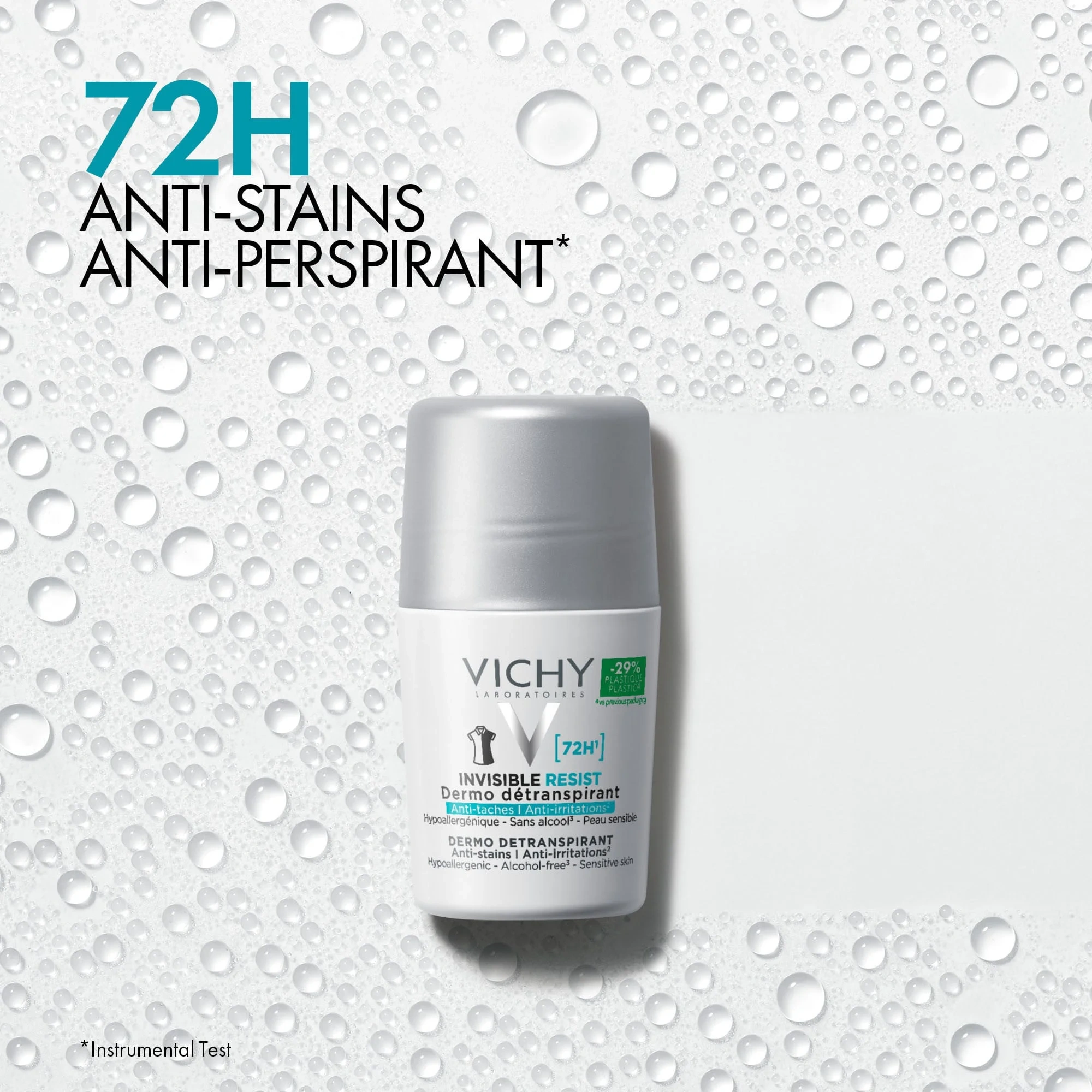 Vichy Invisible Protect 72H Anti-Stain Roll-On, 50 ml