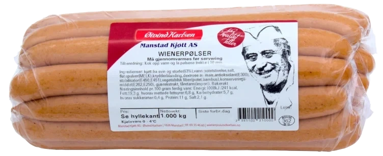 Wienerpølse 1kg Manstad Kjøtt
