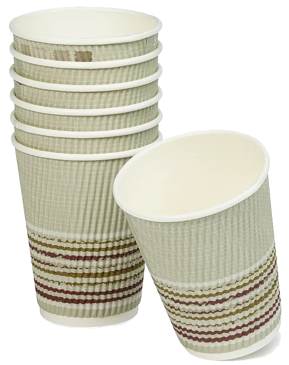 Pappbeger triple wall stripe 35cl  30stk
