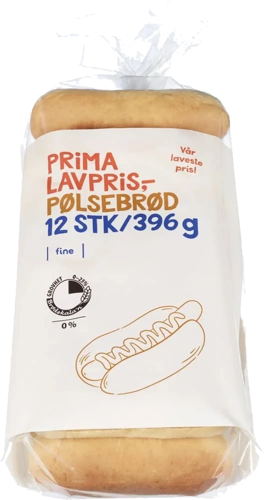 Pølsebrød 12 stk, 396 g