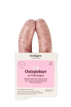 Heldiggris Ostepølser Rå av Frilandsgris 2pk 260g