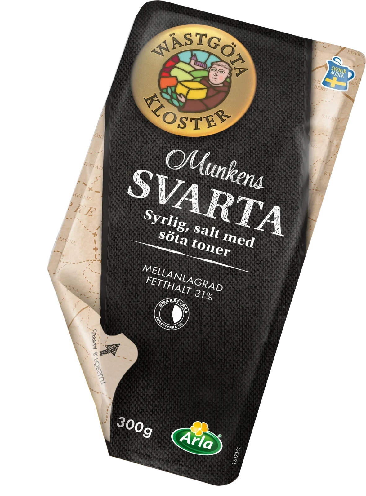 Munkens Svarta skivad ost 31% 300g
