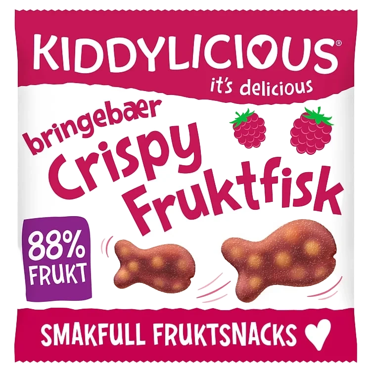 Krispig Fruktfisk Bringebær 12g Kiddylicious