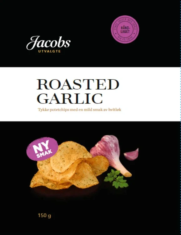 Potetchips Tykke Roasted Garlic 150g Jacobs