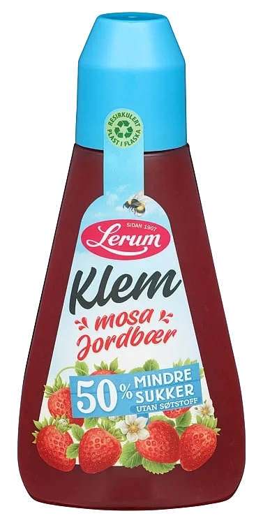 Jordbærsyltetøy Klem Mindre Sukker 380g