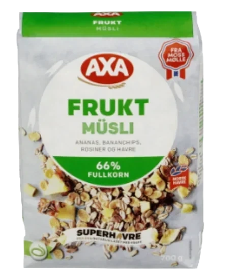 Axa Frukt Müsli 66% Fullkorn 700g