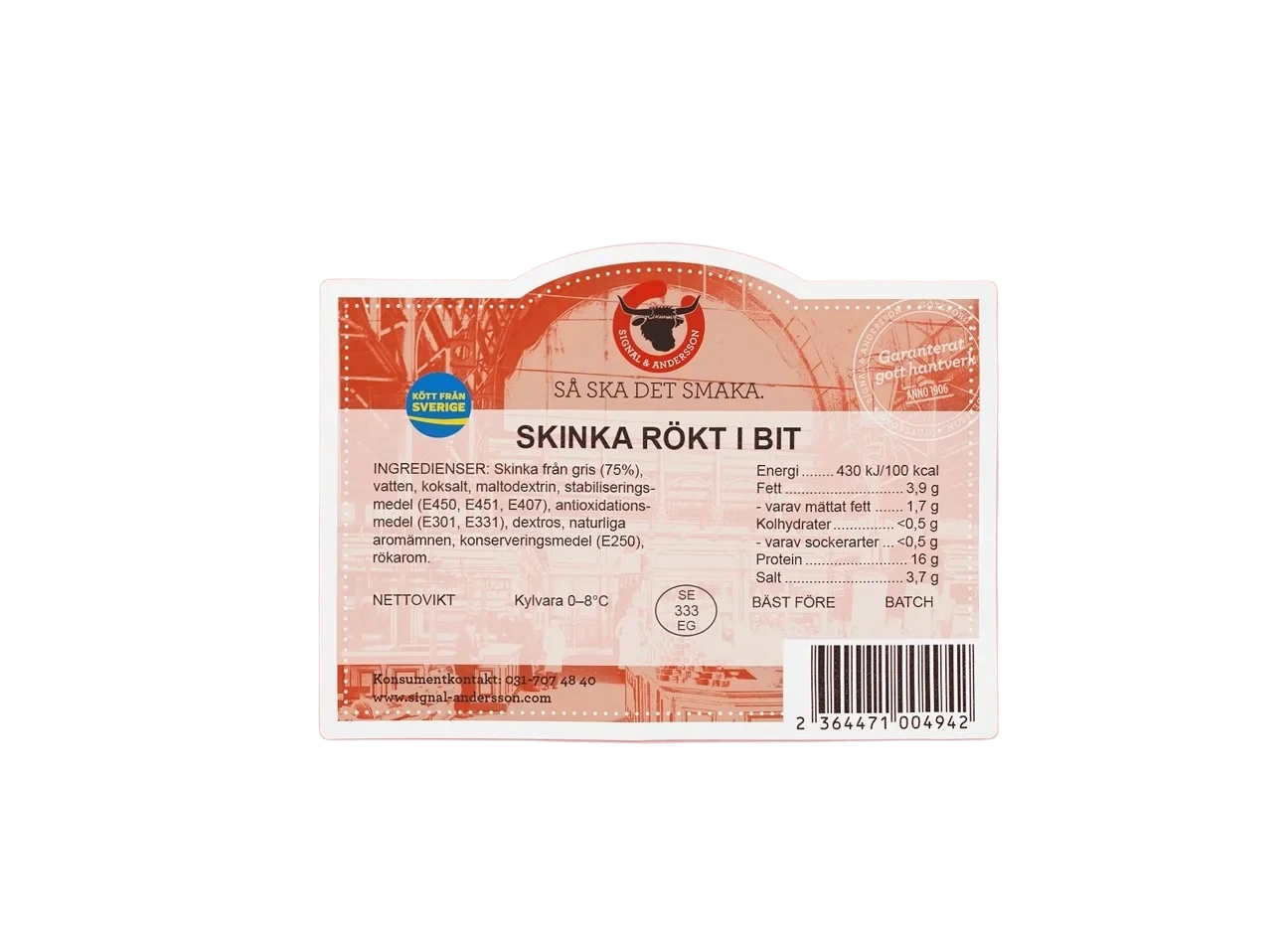 Skinka rökt i bit