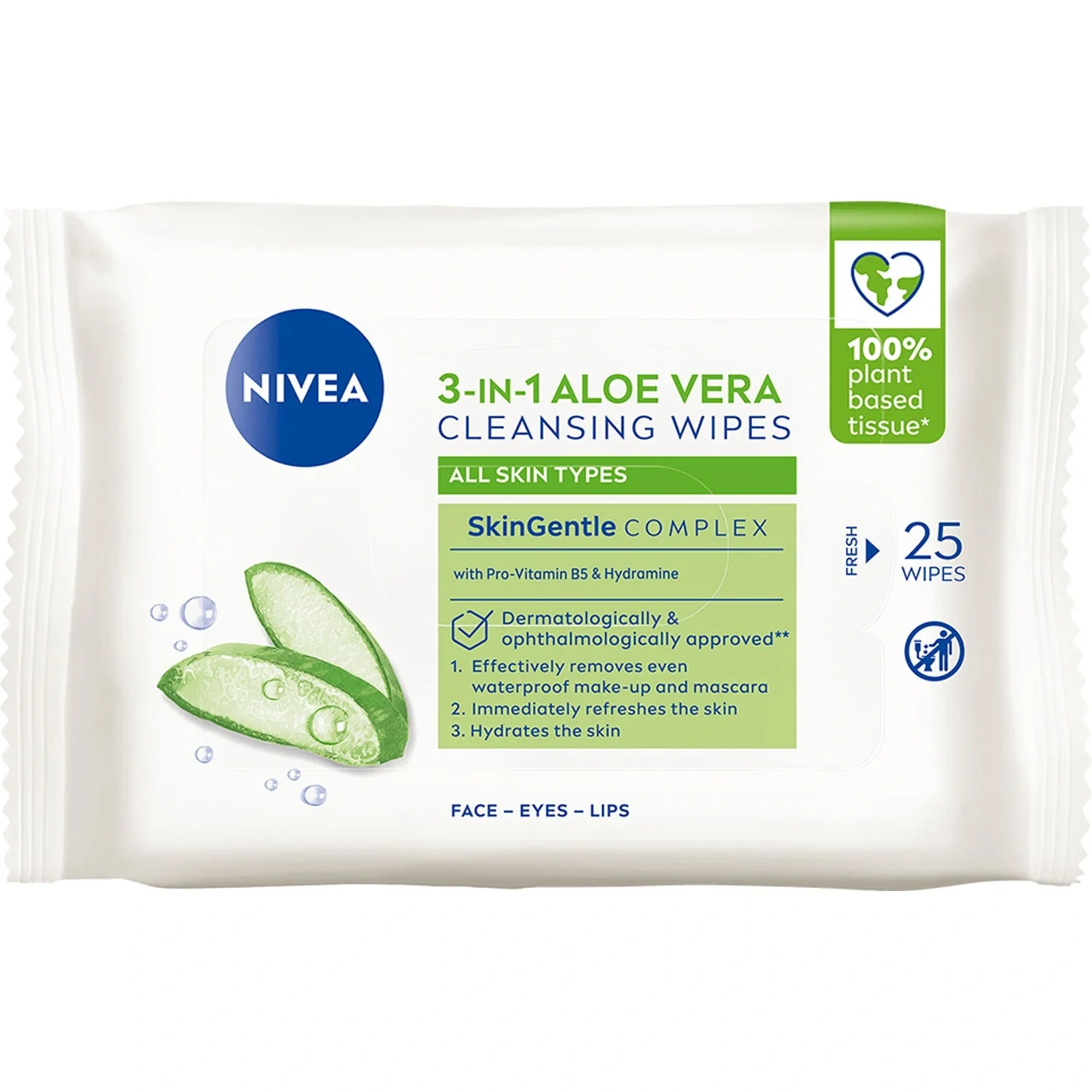 Nivea 3in1 Aloe Vera Cleansing Wipes,25stk