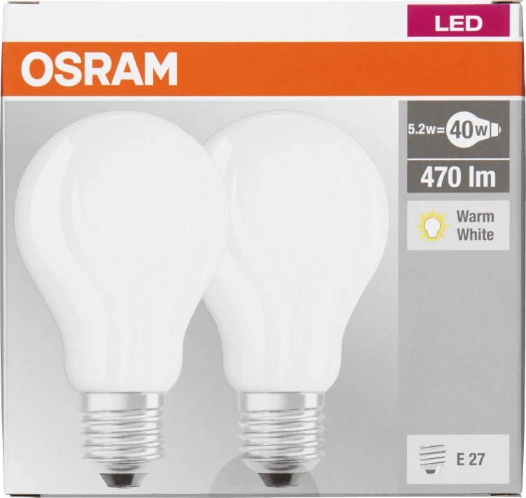 Led cl A 40 Matt E27 2pk
