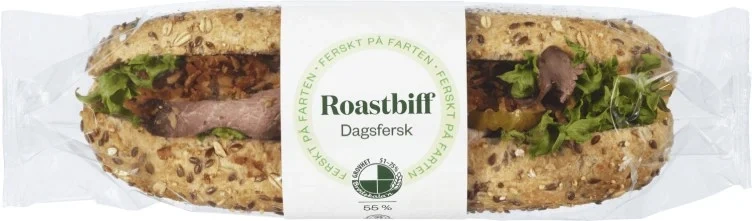 Baguette Grov Roastbiff 215g Bakehuset