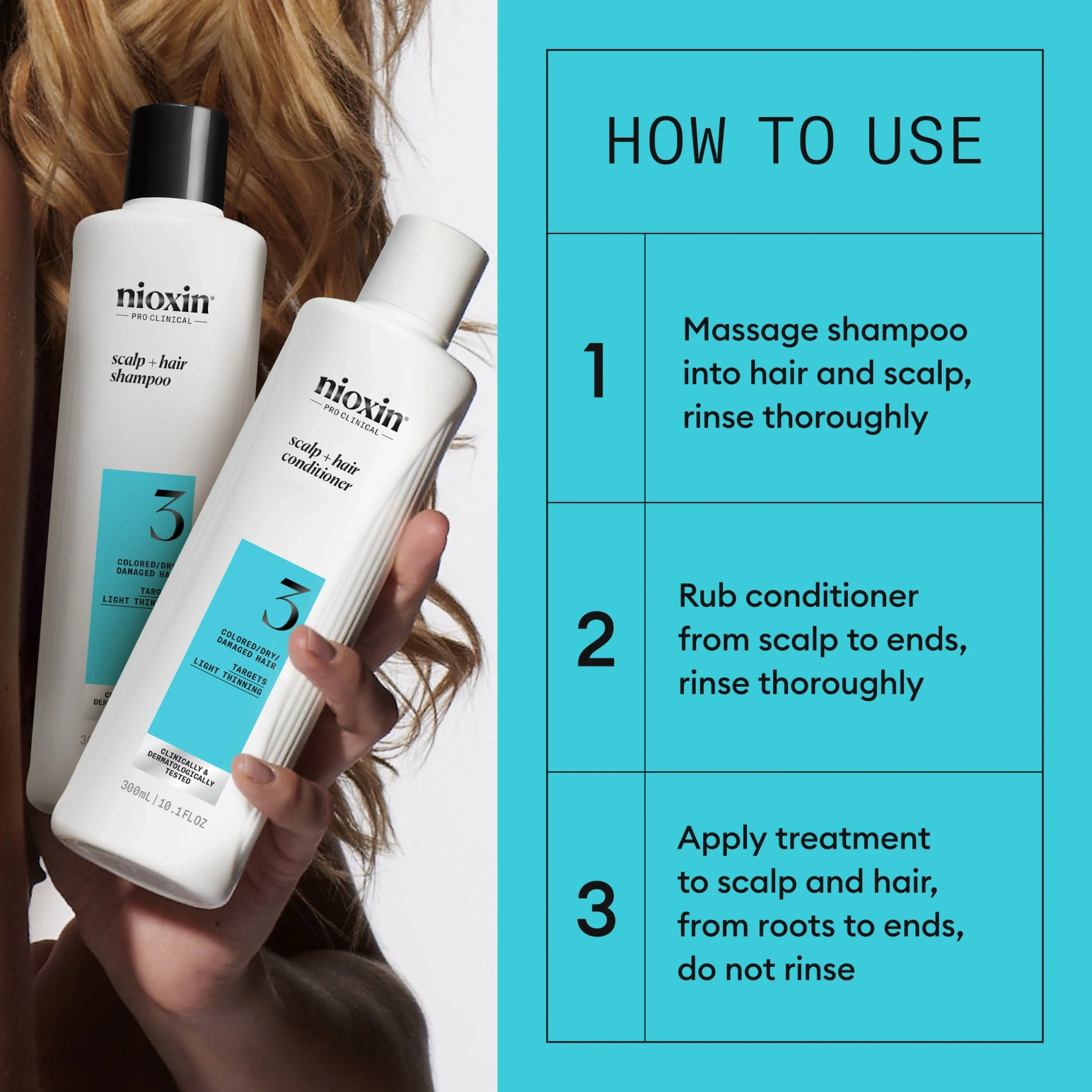 Nioxin System 3 Loyalty Kit, 300 ml + 300 ml + 100 ml