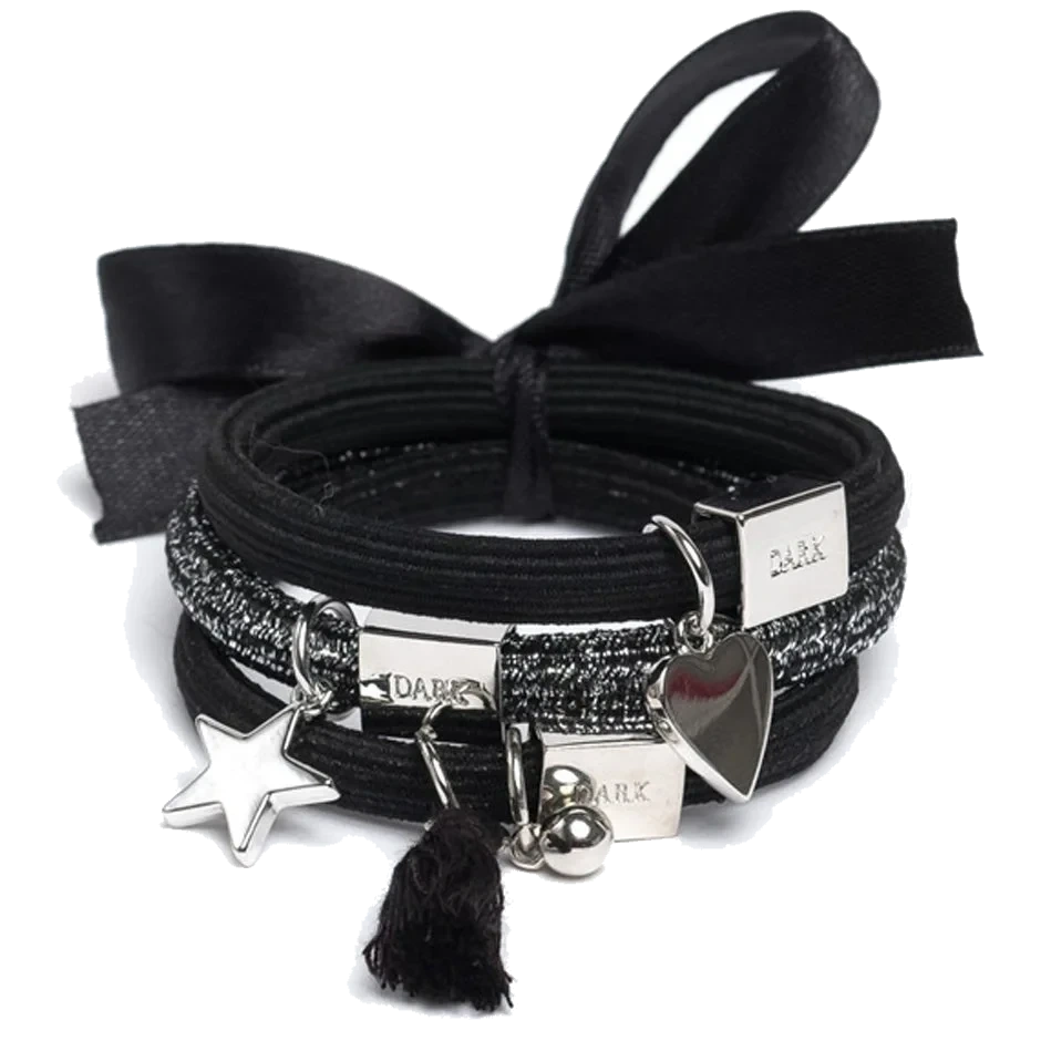 Dark Hair Ties 3 Pk Charm Combo