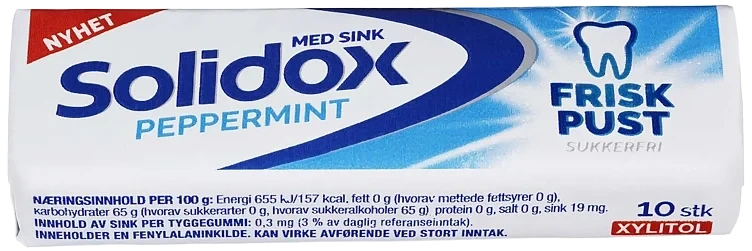Solidox tyggis frisk pust peppermint 10p 14g