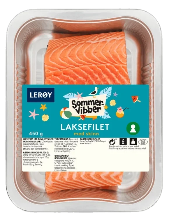 Laksefilet m/Skinn 450g Sommervibber