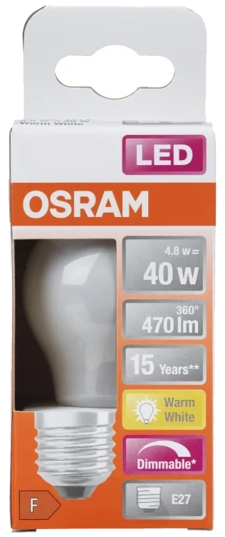 Lyspære Led Cl P 40 Klar Dim E27 Osram