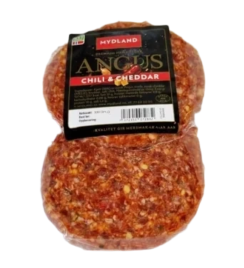 Angusburger Chili & Cheddar 2x165g Frys Mydland