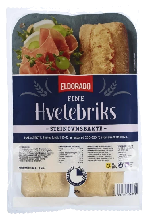 Hvetebriks Steinovnsbakt 4x75g Eldorado