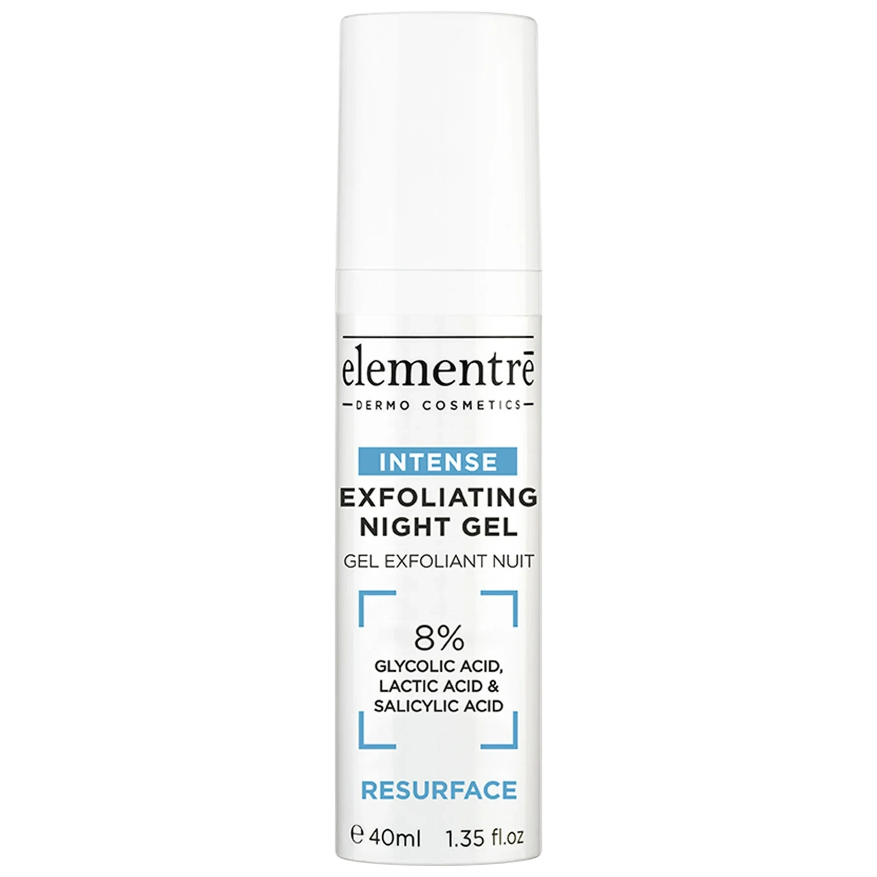 elementrē Exfoliating Night Gel - 8% Glycolic, Lactic, Salicylic Acids 40 ml
