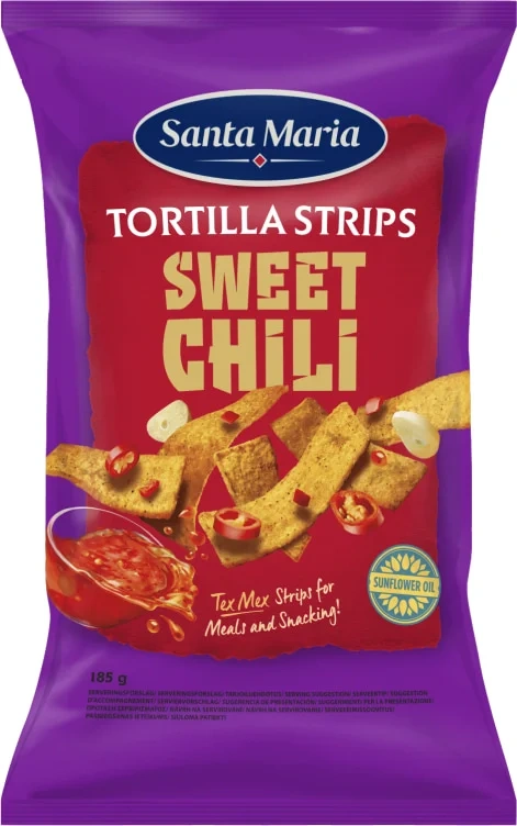 Tortilla Strips Sweet Chili 185g Santa Maria