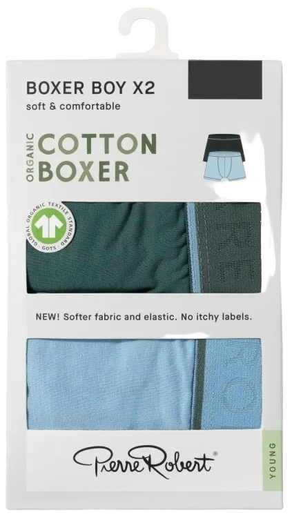 Cotton Boxer Jr Boy Pine-iceblue 158-164