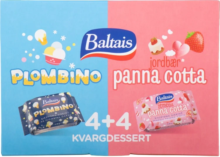 Kvarg Dessert Plombino&Panna Cotta 304g Baltais